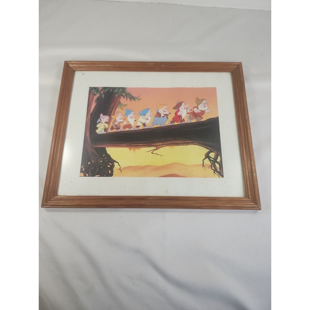 Disney's 2001 Framed Lithograph Print "Heigh-Ho" 1937 Seven Dwarfs Snow White